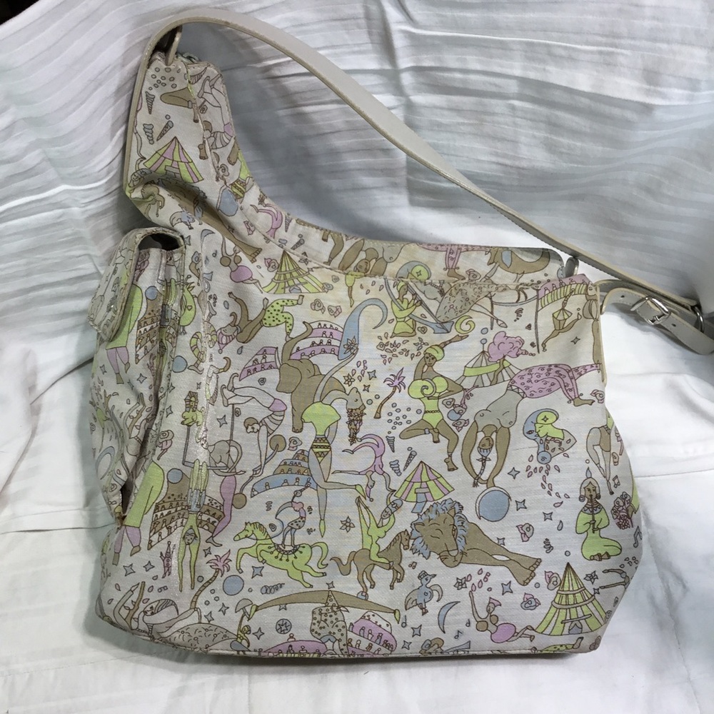 Piero Guidi shoulder purse, lightweight fabric, telephone pocket, 12x10x4.5” - Picture 2 of 9